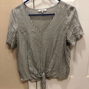 Madewell Striped Front Tie Short Sleeve Top XXS